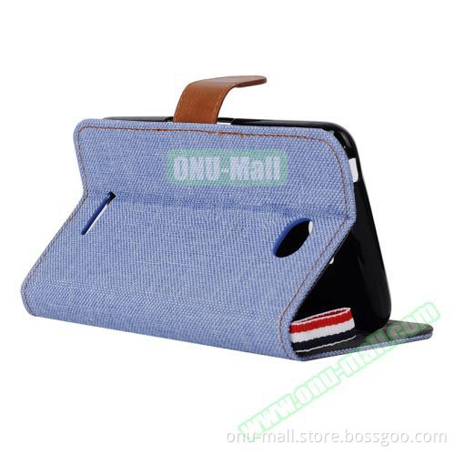 Paypal Accepted Cheap Denim Texture Wallet Flip Leather Case for Sony Xperia E4 Cover